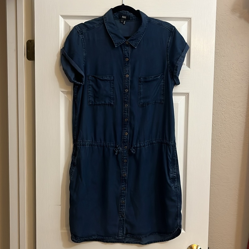 Paige Mila Chambray Button Down Denim Shirtdress - image 1